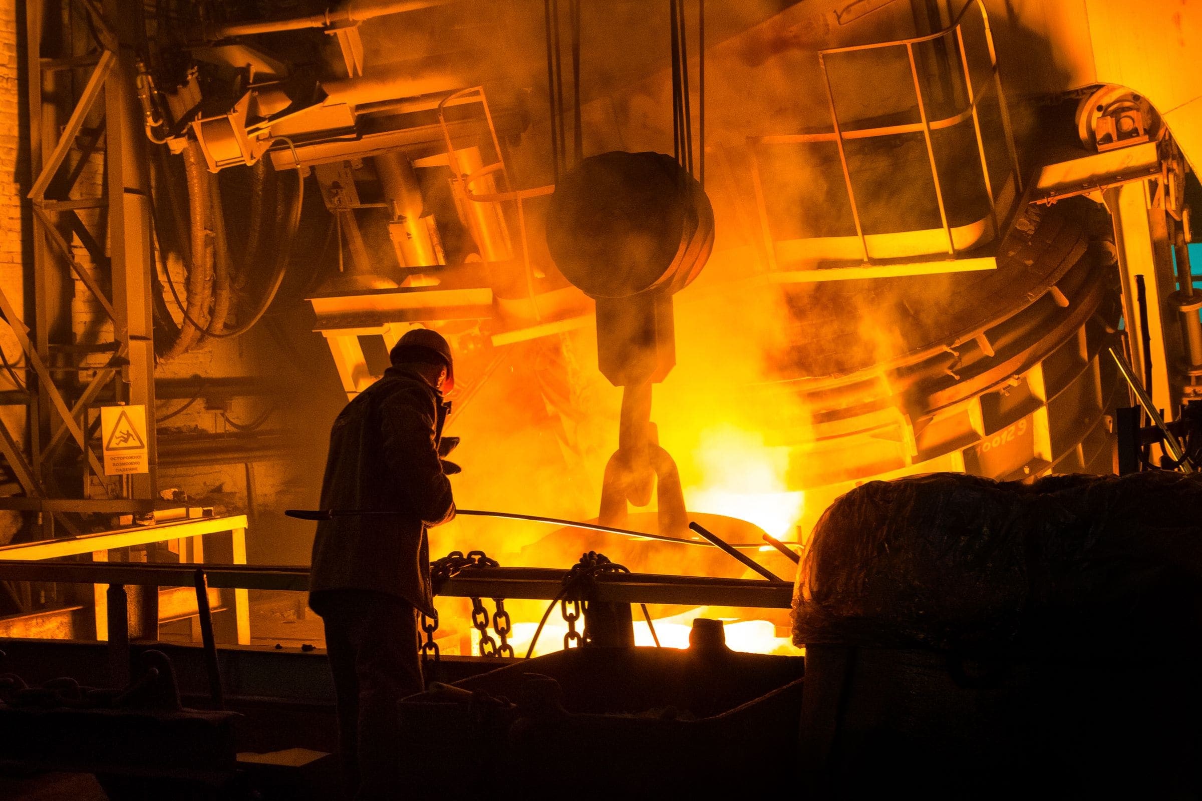 Steel mill with sparks